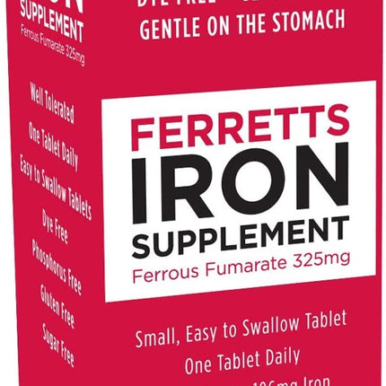 Ferretts Iron Tablets 325mg Ferrous Fumarate 2 Pack (120 Total)