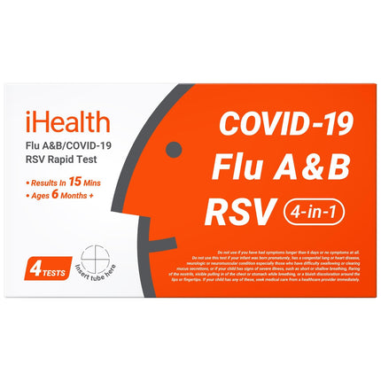 iHealth RSV Test + Flu A/B + COVID-19 Test, 4-in-1 Rapid Home Test, 4 Tests