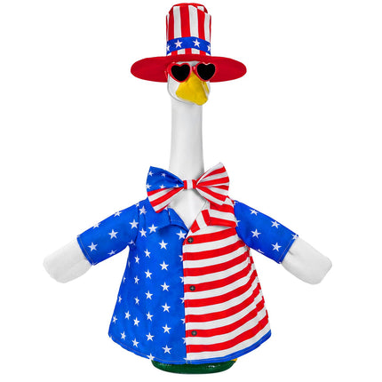 ComfyKit 1 Set 4th of July Porch Goose Outfit, Patriotic 250th Anniversary Clothes for 23 Inch Plastic or Cement Goose, Patio Yard Garden Decor