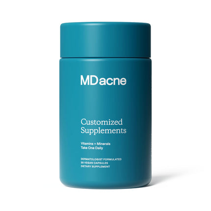 MDacne Vitamins and Minerals Skin Clearing Supplements - 30 Vegan Capsules - Supports Topical Acne Treatment & Promotes Clear, Calm Skin, Redness & Pore-Clogging 30 Count (Pack of 1)