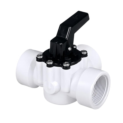 FibroPool 1-1/2" 3-Way Pool Diverter Valve Female Threaded CPVC - 360° Rotating Handle - Pool Splitter Valve for Pools Spas Heaters & Plumbing