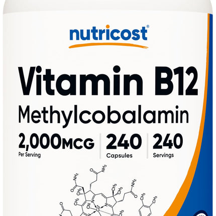 Nutricost Vitamin B12 (Methylcobalamin) 2000mcg, 240 Capsules - Vegetarian Caps, Non-GMO, Gluten Free B12 Supplement