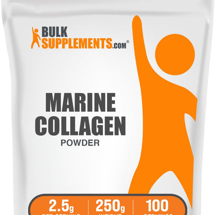 BulkSupplements.com Marine Collagen Powder - Marine Collagen Peptides Supplement, for Hair, Skin, & Nails - Hydyrolyzed & Gluten Free, 2.5g per Serving, 250g (8.8 oz) (Pack of 1)