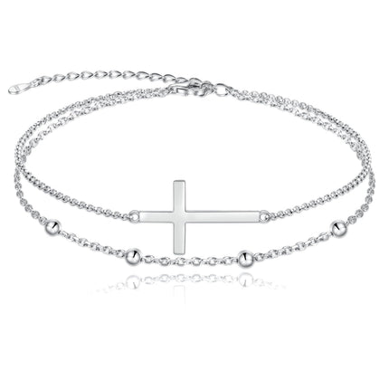 MANBU Sterling Silver Cross Bracelet for Women: Faith Cross Adjustable Bracelet Jewelry Faith Gifts (cross bracelet)