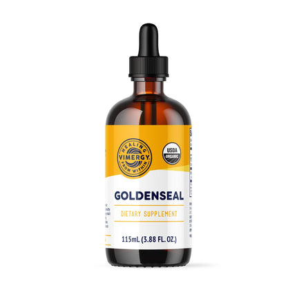Vimergy USDA Organic Goldenseal Supplement – 57 2mL (2 Droppers or 48-54 Drops) Servings (200mg Extract Per Serving). Vegan, Alcohol-Free Golden Seal herb Drops Great for Tea (115 mL)