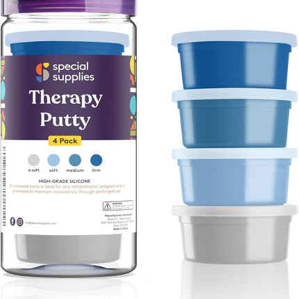 Special Supplies Therapy Putty for Kids and Adults - Resistive Hand Exercise Stress Relief Therapy Putty Kit, Set of 4 Strengths, Three Ounces of Each Putty (Ocean Colors)