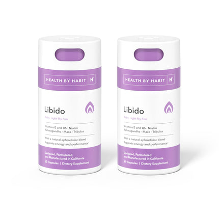 Health by Habit Libido Blend 2 Pack (60 Capsules) - Natural Aphrodisiac Blend with Maca, Ashwagandha, Vegan, Non-GMO, Sugar-Free., White