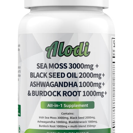 Super Sea Moss Blend - Advanced Formula with Ashwagandha KSM 66, Black Seed Oil, Burdock Root, Bladderwrack, Turmeric, ACV, Ayurveda - Lab Tested, Maximum Potency for Men and Women