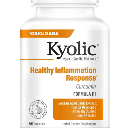 Kyolic Aged Garlic Extract Formula 111, Healthy Inflammation Response*, Curcumin, 50 Capsules