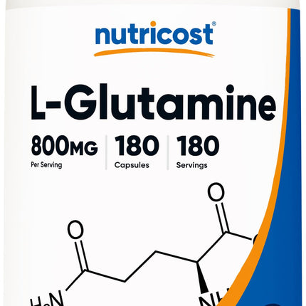 Nutricost L-Glutamine 800mg, 180 Capsules - Gluten Free, Non-GMO