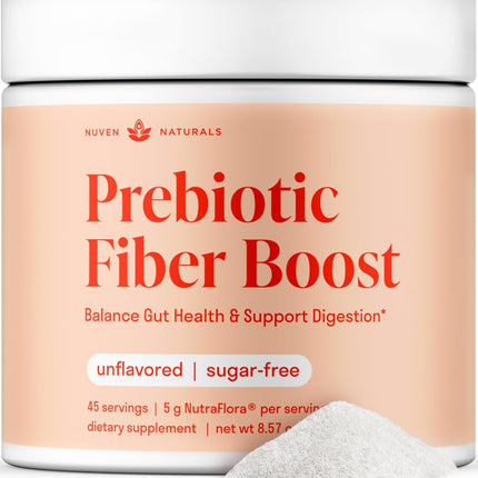 Prebiotic Fiber Powder - Unflavored & Sugar Free | 45 Servings | Fiber Supplement to Support Digestive Regularity, Gut Health, Bloating & Immune Support - 1 Scoop of Soluble Prebiotic Powder Daily