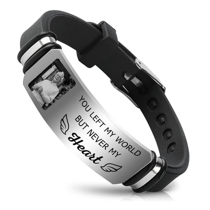 ubjva Picture Bracelet Personalized Photo Custom Memorial Bracelet for Loss Loved One Silicone Bracelets Sympathy Gift