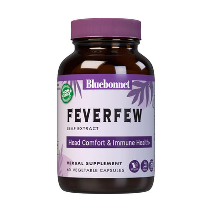 BlueBonnet Nutrition Feverfew Leaf Extract, Immune Health*, Head Comfort*, Non-GMO, Vegan, Kosher Certified, Gluten-Free, Soy-Free, 60 Vegetable Capsules, 60 Servings