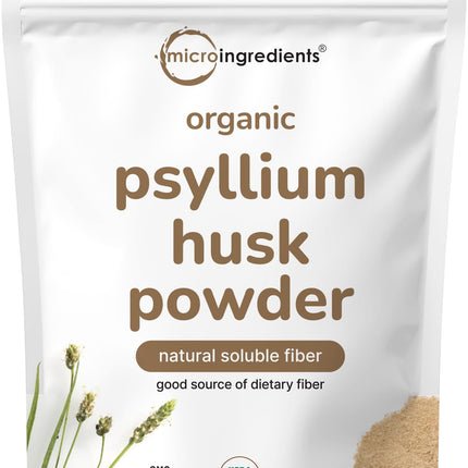 Micro Ingredients Organic Psyllium Husk Powder, 2lbs (32oz) | Daily Soluble Fiber Supplement | India Origin | Non-GMO, Keto Friendly, Vegan