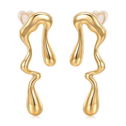 Womens Gold Studs Earrings, 14K Gold Plated Personality Big Stud Earring,Stainless Steel Hypoallergenic Ear Rings Trendy Jewelry,Christmas Birthday Gifts for Girlfriend Sister
