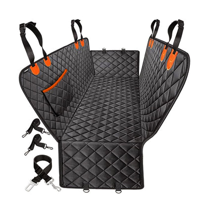 Universal Dog Car Seat Extender - 100% Waterproof Hammock, Heavy Duty Non-Slip Back Seat Protector for Cars, Trucks, and SUVs - Durable Pet Travel Bed with Storage Pocket - Black