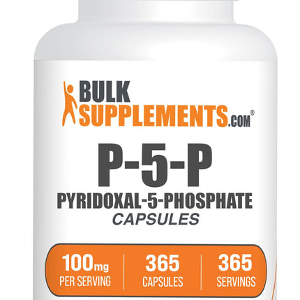 BulkSupplements.com Pyridoxal 5 Phosphate Capsules - P5P Supplement, Vitamin B6 Supplement - Essential & Gluten Free, 1 Capsule per Serving, 100mg Serving, 365 Count (Pack of 1)