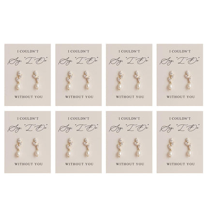 Bridesmaid Gifts Earrings Set of 4/6/8 Pearl Knot Earrings with Message Cards Bridesmaid Proposal Gifts Wedding Day Thank You Gift Bridesmaids Jewelry Set