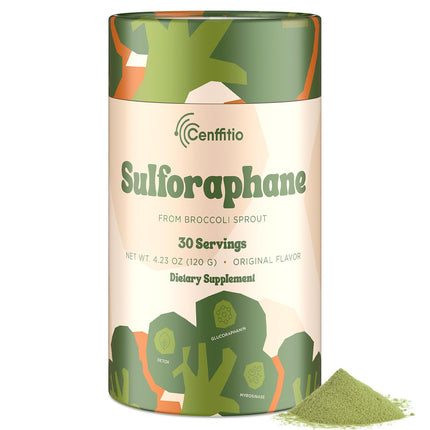 Cenffitio Sulforaphane Supplement from Broccoli Sprouts | NRF2 Activation, Antioxidant & Detox Support | Broccoli Sprout Powder for Myrosinase and Glucoraphanin | Vegan, High Absorption | 30 Servings