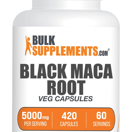 BulkSupplements.com Black Maca Root Capsules - Black Maca Supplement, Black Maca Root 5000mg, Black Maca Capsules - Gluten Free, 7 Capsules per Serving 420 Veg Capsules (Pack of 1)