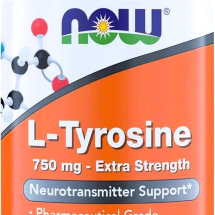 Now Supplements, L-Tyrosine 750 mg, Supports Mental Alertness, Neurotransmitter Support, 180 Veg Capsules