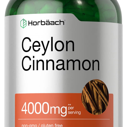 Horbäach Ceylon Cinnamon Capsules | 250 Count | Non-GMO, Gluten Free