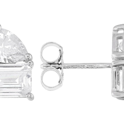 JTV White Cubic Zirconia Rhodium Over Sterling Silver Stud Earrings 5.58ct