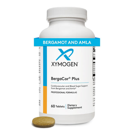 XYMOGEN BergaCor Plus - Heart & Cardiovascular Support - 8 mg Bergamot & 500 mg Amla Superfruit - Vegetarian, Gluten-Free & Non-GMO - 60 Tablets