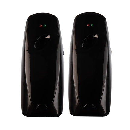 Automatic Air Freshener Spray Dispenser (2-Pack) Wall Mounted or Free Standing, Commercial and Home Use, Multiple Time Scent/Mist Release Settings for Room/Restroom Sprayer (Black)