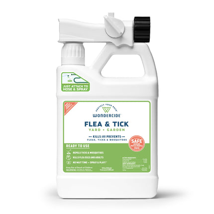Wondercide - Ready to Use Flea, Tick, and Mosquito Yard Spray with Natural Essential Oils – Mosquito and Insect Killer, Treatment, and Repellent - Plant-Based - Safe Around Pets, Plants, Kids - 32 oz