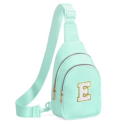 Viverte Small Initial Sling Bag Cross Body Bag Fanny Pack for Girls Teen Girl Gifts Trendy Stuff Personalized Gifts for Tween Teenager Girls Cute Cool Stuff for Girls (Light Green-E)