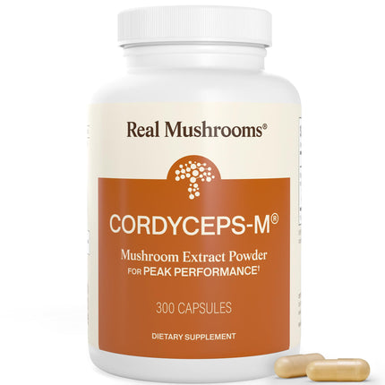 Real Mushrooms Capsules Supplements - Organic Cordyceps Mushroom Powder in Capsules - Energy and Performance Mushrooms with Verified Beta Glucans - Vegan, Non-GMO, 300 Capsules