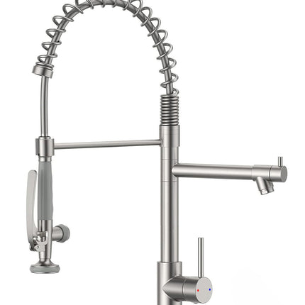 Fapully Commercial Pull Down Kitchen Sink Faucet with Sprayer Brushed Nickel