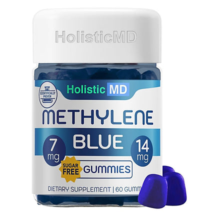 Holistic MD Methylene Blue for Humans USP Pharma Grade 7mg and 14mg dose - 3rd Party Certified Quality - Sugar Free Vegan - Berry Flavor 60 Gummies