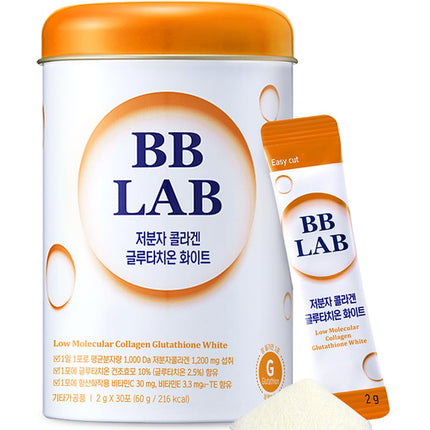BB LAB Collagen Glutathione White, Low Molecular Korean Stick Supplement, Fish Peptides, Vitamin C, Vitamin E, Glutathione, Fast abosorption, Orange Flavor