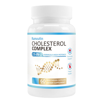Runvutin Cholesterol lowering Supplements with & Ashwagandha Red Yeast Rice - Supports Normal Cholesterol Levels, Dose for Cholesterol Management, 60 Capsules for Adults