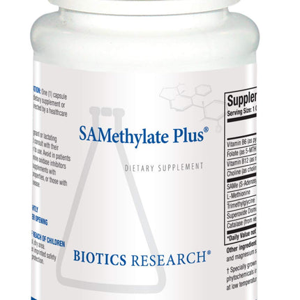 Biotics Research SAMethylate Plus, Mood and Sleep Support, Brain Health, Antioxidant, Folate as 5MTHF, Vitamin B12 Methylcobalamin, L Methionine, Choline Bitartrate,Trimethylglycine 60 Capsules