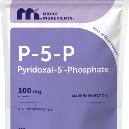 Micro Ingredients P5P Vitamin B6 100mg Per Serving, 240 Softgels | Pyridoxal-5-Phosphate Supplement with Methylated B12 | Made with MCT Oil | 4-Month Supply | Non-GMO, Gluten Free