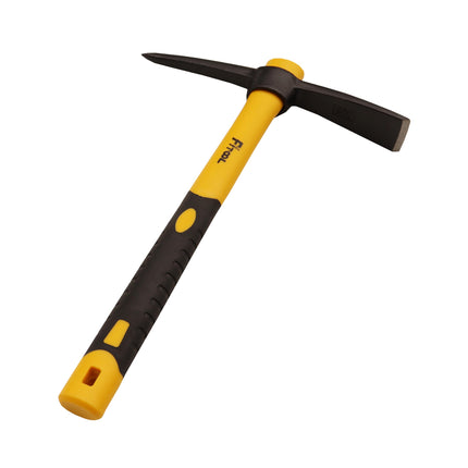Forged Adze Pick, Weeding Mattock Hoe, Pick Axe 15-Inch, One Piece Intact Drop Forged, Plastic Coated Fiberglass Handle, 1.4LB