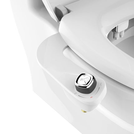 Bio Bidet SlimEdge Bidet Attachment for Toilet, Non Electric, Dual Nozzles for Front and Rear Cold Water Wash, Adjustable Water Pressure, White