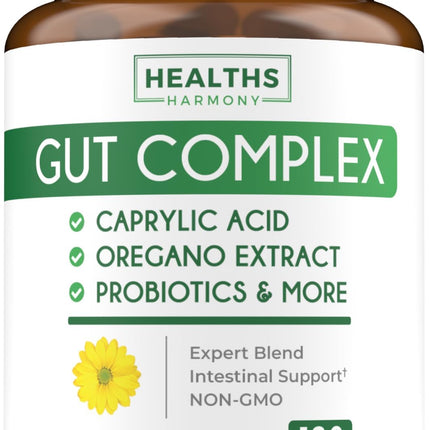 Candida Support (120 Capsules) - Caprylic Acid, Oregano Oil & Probiotics Help Maintain Already Normal Levels of Yeast and Candida - Vegetarian, Non-GMO Intestinal Supplement - Gut Cleanse (No Pills)