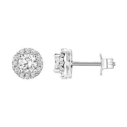 PAVOI 925 Sterling Silver Stud Earrings, White Gold, Size 7.5 Millimeters