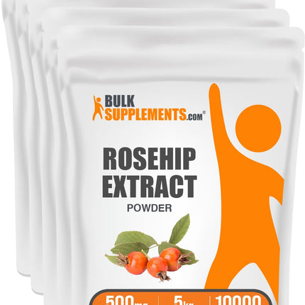 BulkSupplements.com Rosehip Extract Powder - Rose Hips Supplement, Rosehip Powder - Herbal Supplement, Antioxidants Source - Gluten Free, 500mg per Serving, 5kg (11 lbs) (Pack of 5)