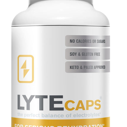 LyteLine Electrolyte Capsules - 60 Vegetarian Capsules for Serious Rehydration, Cramps, Dehydration - Magnesium, Potassium, Sodium, Zinc - Free of Gluten, Dairy, Nuts