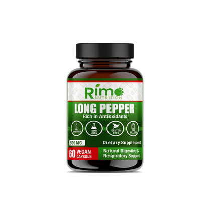 Rimo Nutrition Long Pepper 60 Vegan Capsules Natural Senolytic Supplement Agent – with Piper longumine (500mg)