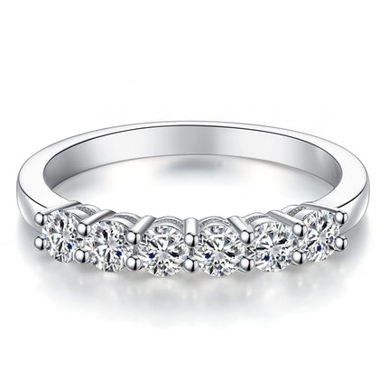 IMOLOVE Moissanite Wedding Band for Women Eternity Bands Moissanite Wedding Rings for Women Sterling Silver Ring Anniversary Band White Gold Plated Size 7