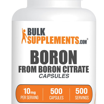 BulkSupplements.com Boron Citrate Capsules - Boron Supplement for Men & Women, Mineral Supplement - Gluten Free, 1 Capsule per Serving (10mg), 500 Count (Pack of 1)