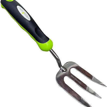 Garden Guru Stainless Steel Hand Weeder Fork Tool – Rust Resistant Stainless Steel – Ergonomic Handle – Great for Planting, Spreading Mulch, Weeding, Loosening & Transplanting Soil