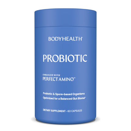 BodyHealth Probiotic Enhanced with PerfectAmino for Women and Men, Spore Based with Bifidobacterium, Lactobacillus Salivarius, Lactobacillus Acidophilus - 60 Capsules