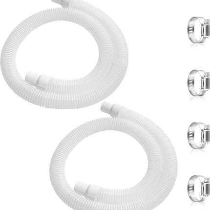 Conderyang 2 Pack 1.25×59in EVA Pool Professional Hoses with 2026 Upgrade Flexible Tube Head and 4 Metal Clamps for Above Ground Pools Pump Replacement Hose Pool Supply for Heavy Duty Hose (White)